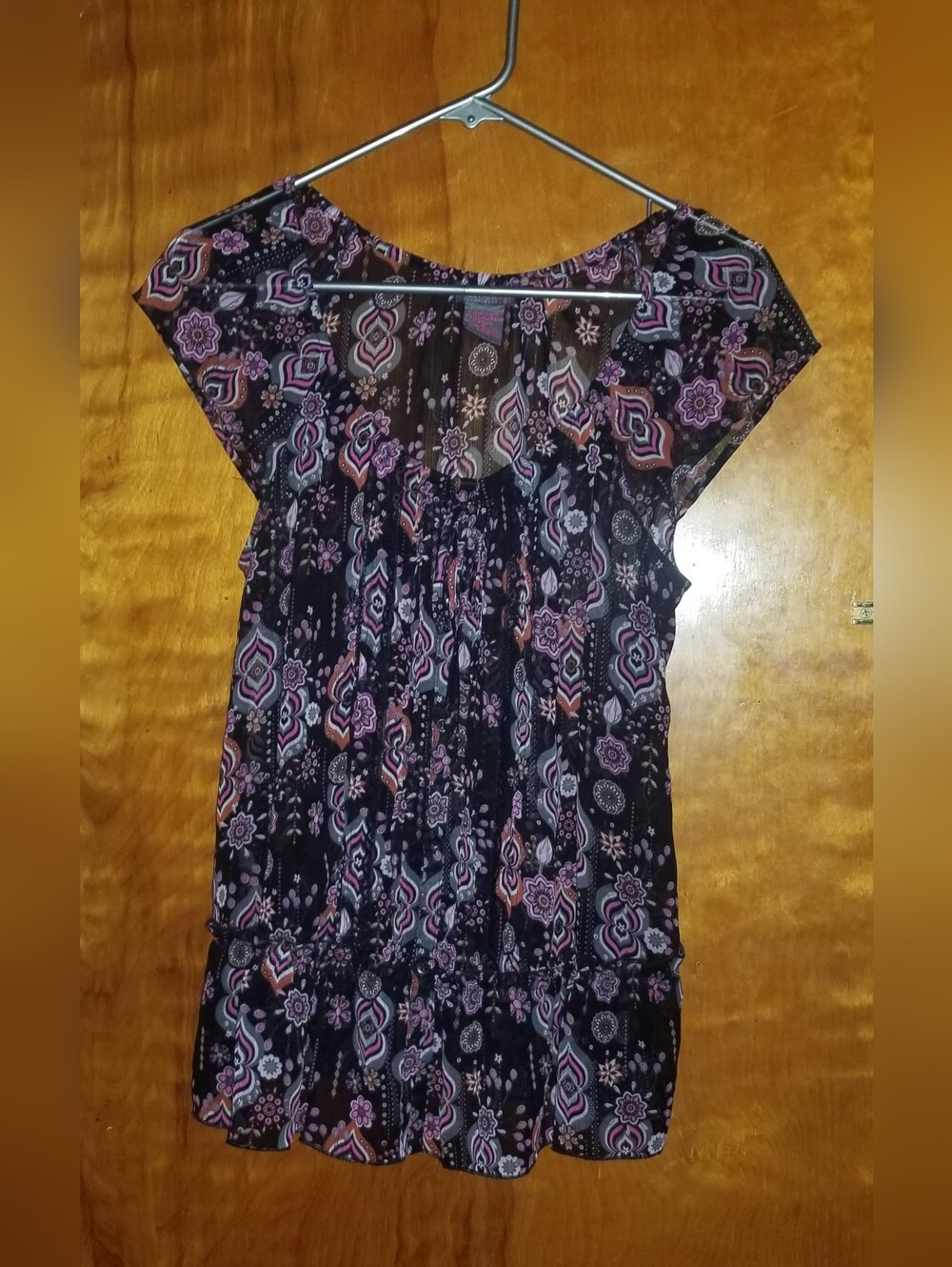 Women's "fire Los Angelos" Boho-Style Blouse With Geometric Pattern Medium 
